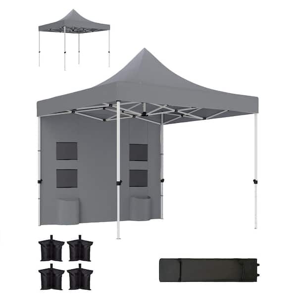10 ft. x 10 ft. Pop Up Canopy Tent with Sidewall, UPF50+ Instant Sun Shelter with Storage Pockets