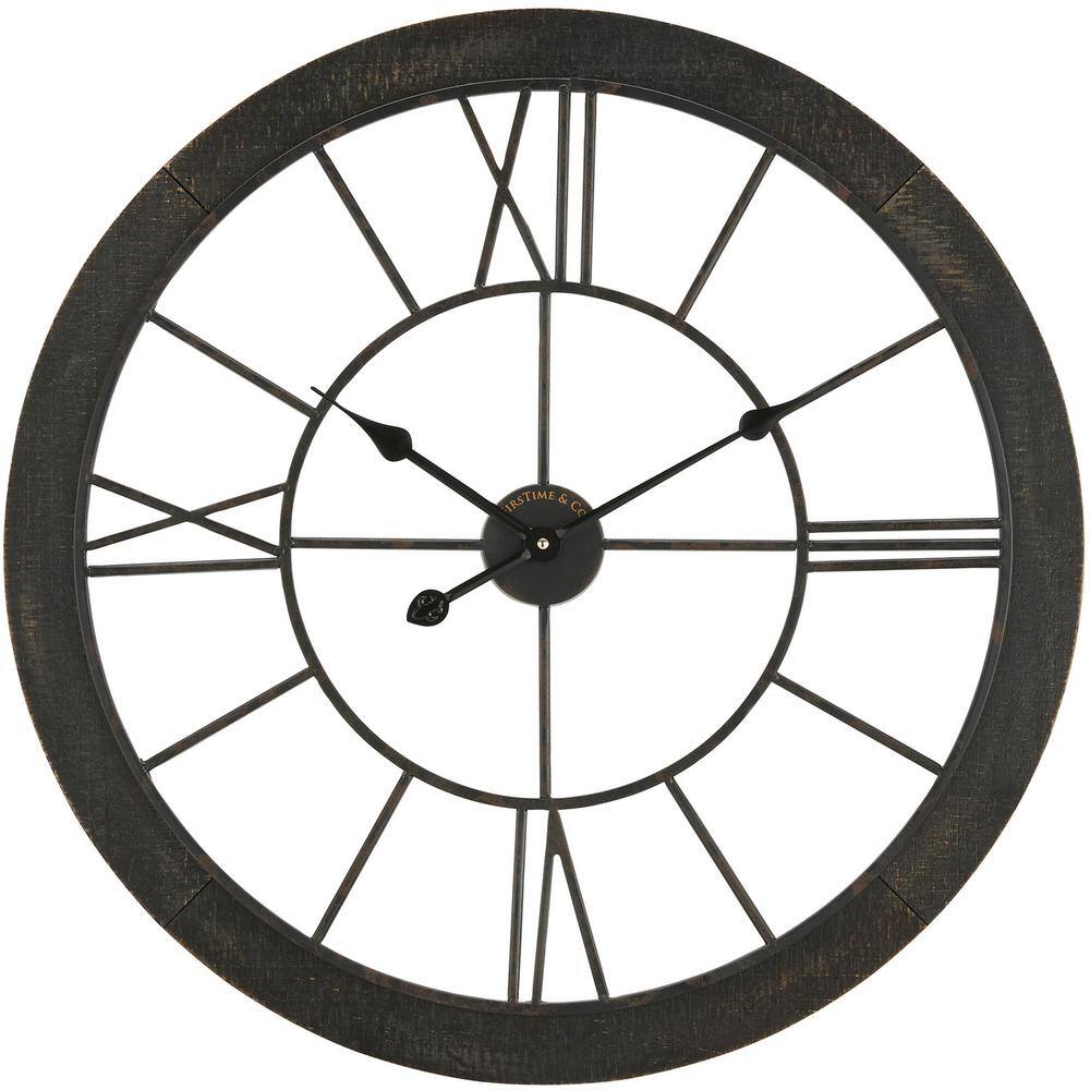 FirsTime & Co. 27 in. Black Timeworn Farmhouse Cottage Clock 31209