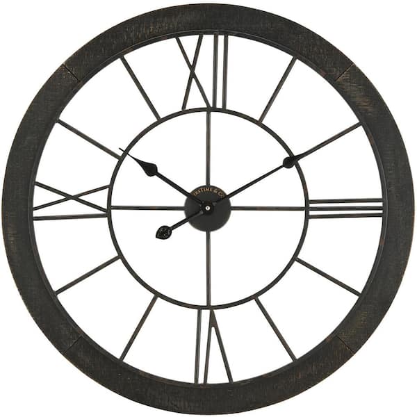 FirsTime & Co. 27 in. Black Timeworn Farmhouse Cottage Clock