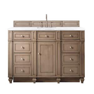Bristol 60 in. W x 23.5 in. D x 34 in. H Single Bathroom Vanity in Whitewashed Walnut with Arctic Fall Solid Surface Top