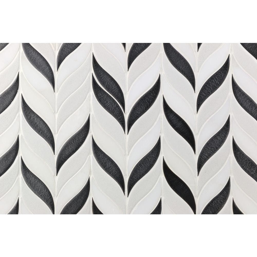 Gunmetal and White Ceramic Fish Scale Mosaic Wall Tile
