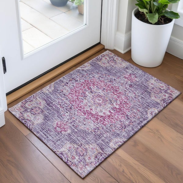 Mayfield Premium Machine Washable Abstract AMF1236 Purple 2 ft. x 3 ft. Area Rug