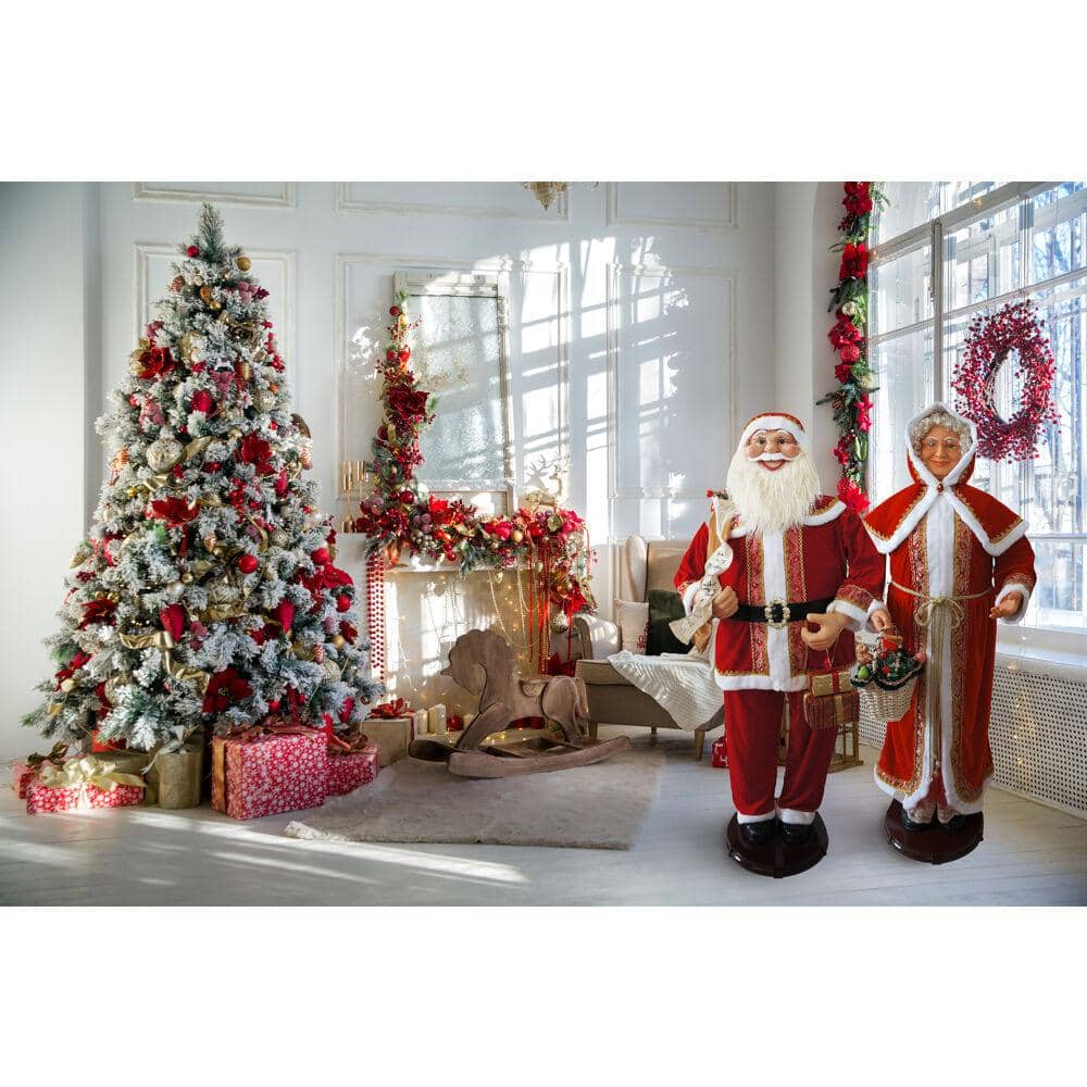 Life-Size Red Velvet Dancing Mrs. Claus with Basket