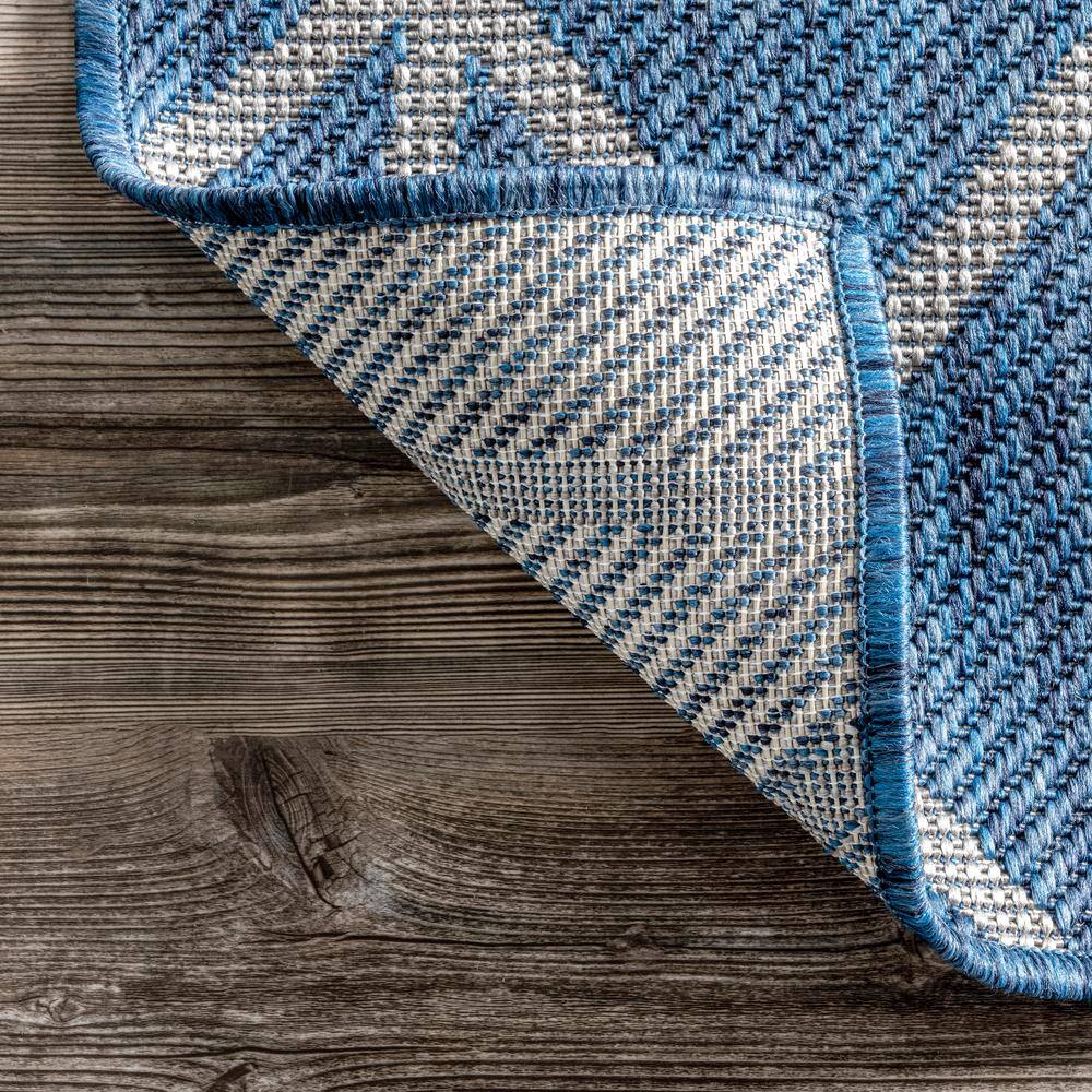 Modern Geometric Trellis 4' x 6' Blue Synthetic Area Rug