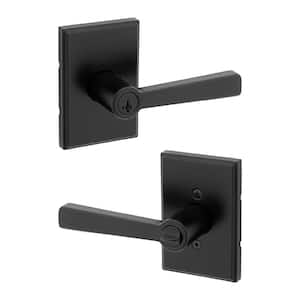 Kwikset Halifax Square Matte Black Keyed Entry Door Handle