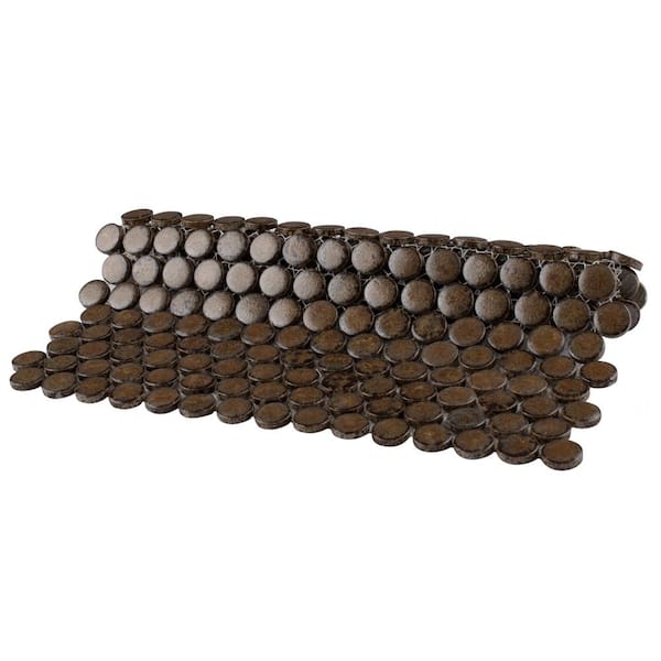 Merola Tile Hudson Penny Round Brownstone 12 in. x 12-5/8 in