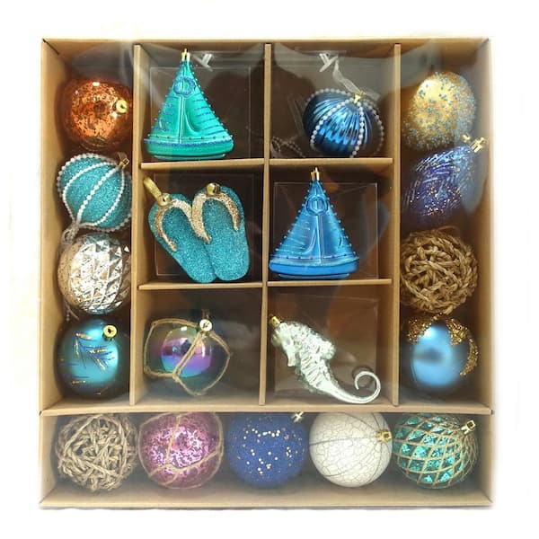 Home Accents Holiday Shatterproof Ornament Set in Beach (19-Count)