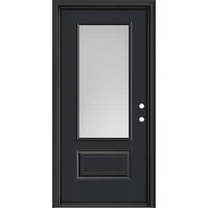Performance Door System 36 in. x 80 in. 3/4-Lite Left-Hand Inswing Pearl Black Smooth Fiberglass Prehung Front Door