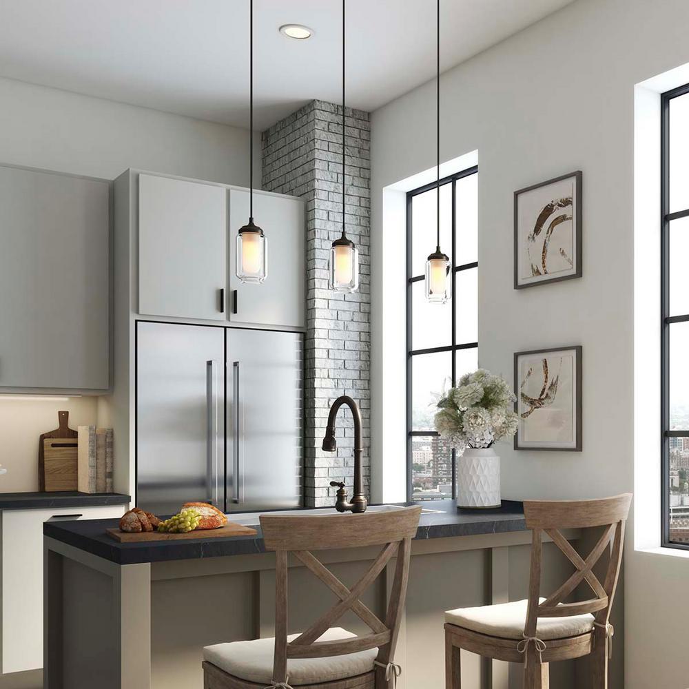 Artifacts 1 Light Pendant Lighting Fixture for Kitchen Island, Polished Nickel, 10' Adjustable Cord Length