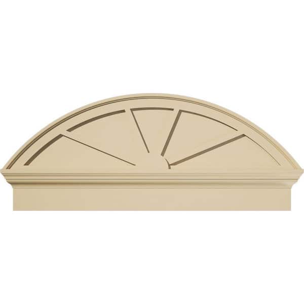 40 in. W x 16-7/8 in. H x 2-3/4 in. P Segment Arch 4 Spoke Signature Urethane Combination Pediment, Primed Tan