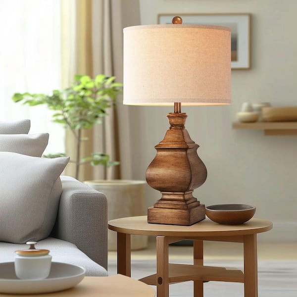 Rottogoon Large Brown Resin Table Lamp, Retro Rustic Tower