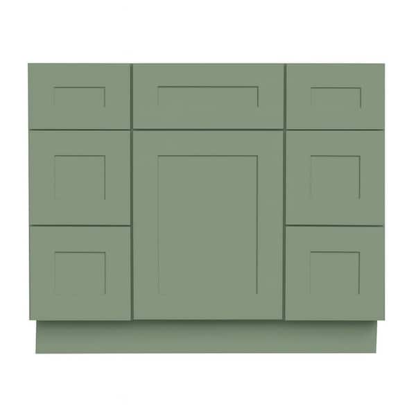 Shaker 42 in. W x 34.5 in. H x 21 in. D Bath Vanity Cabinet without Top with 6 Drawers in Jade Green Assembled