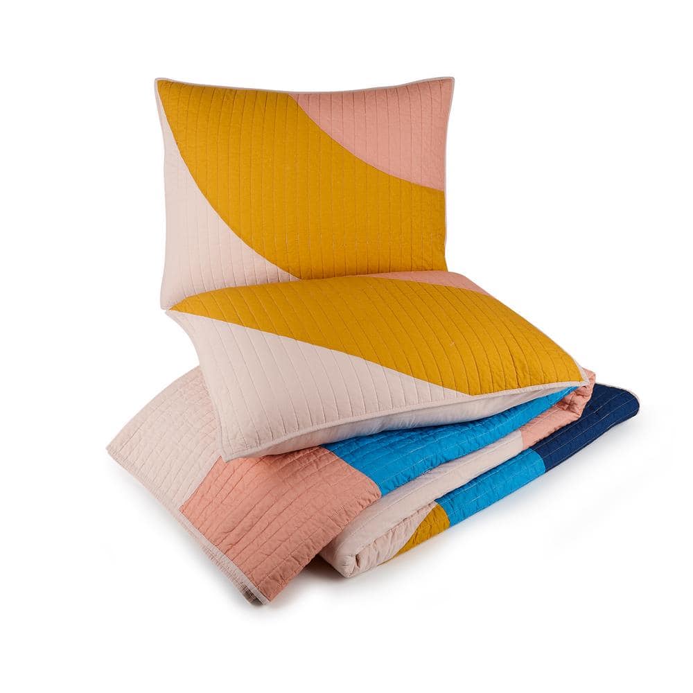 Modshapes Full Organic Cotton Reversible Quilt Set in Pink