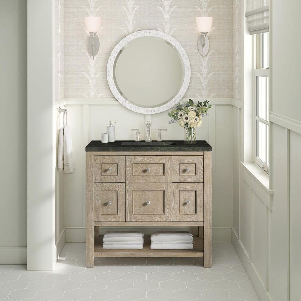 Breckenridge 36.0 in. Single Bath Vanity in Whitewashed Oak with Phantome Engineered Composite Top price history on PriceWatchPro
