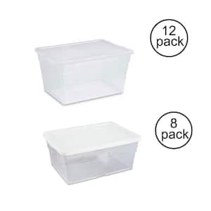 56-Qt. Plastic Container with Lids in Clear, 12-Pack and 16-Qt. Plastic Container with Lids in Clear, 8-Pack