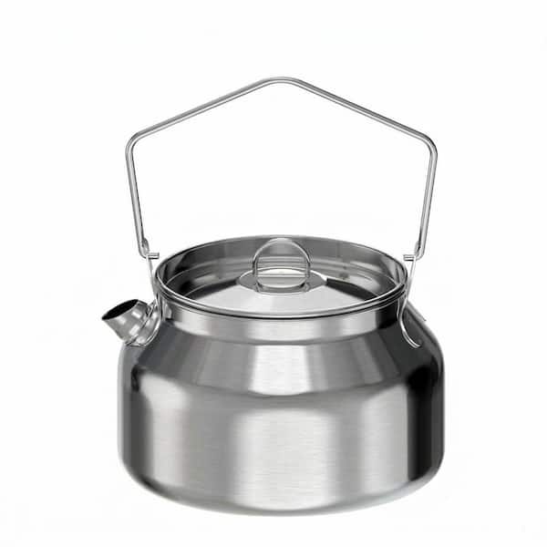 Accent Plate 1.2-Cup Stainless Steel Open Fire Kettle Silver Classic Style, Campfire Safe, Portable, Food