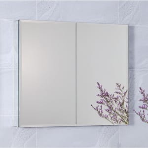 30 in. W x 26 in. H Silver Aluminum Recessed/Surface Mount Medicine Cabinet with Mirror