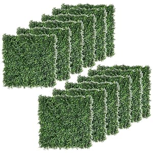 12 PCS 20 ft. x 20 ft. Boxwood Panels Topiary Wall Green Artificial Grass Not Cut to Length