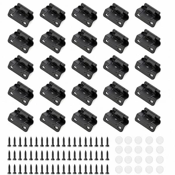 50-Pack Self-Closing Face Frame Cabinet Hinges, Cabinet Door Hinges Face Mount Cabinet Hardware, Black