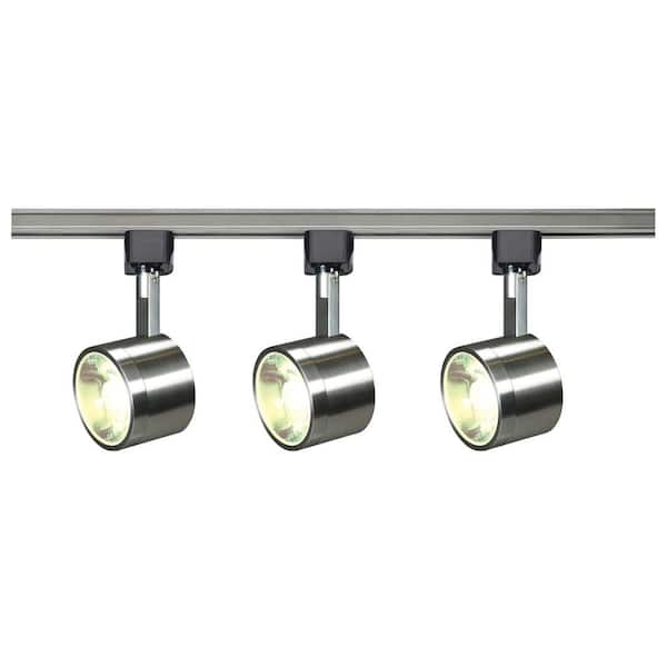 4 ft. Brushed Nickel Integrated LED Ceiling Mounted Hardwired Track Lighting Kit with Round Head