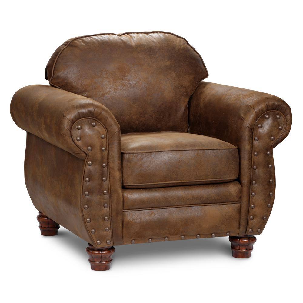 Sedona Brown Microfiber and Wood Accent Chair
