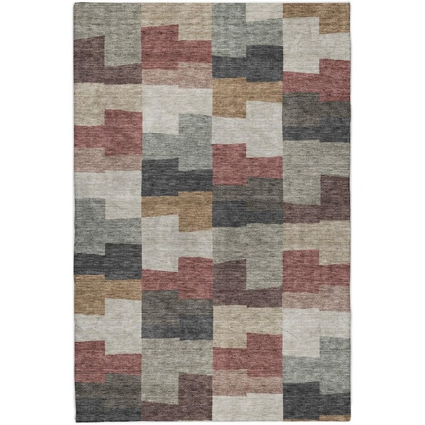 Dream Shag Premium Machine Washable Abstract ADS659 Paprika 8 ft. x 10 ft. Area Rug