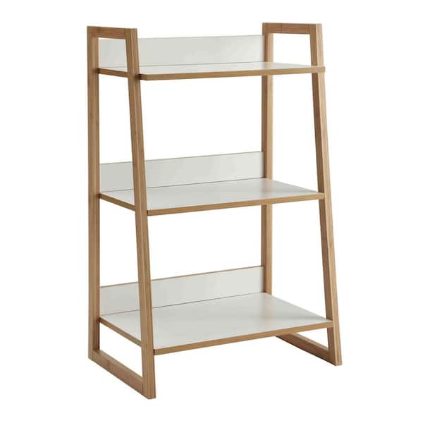 Convenience Concepts Oslo Sundance 36 in. White/Natural Wood 3-Shelf Ladder Bookcase