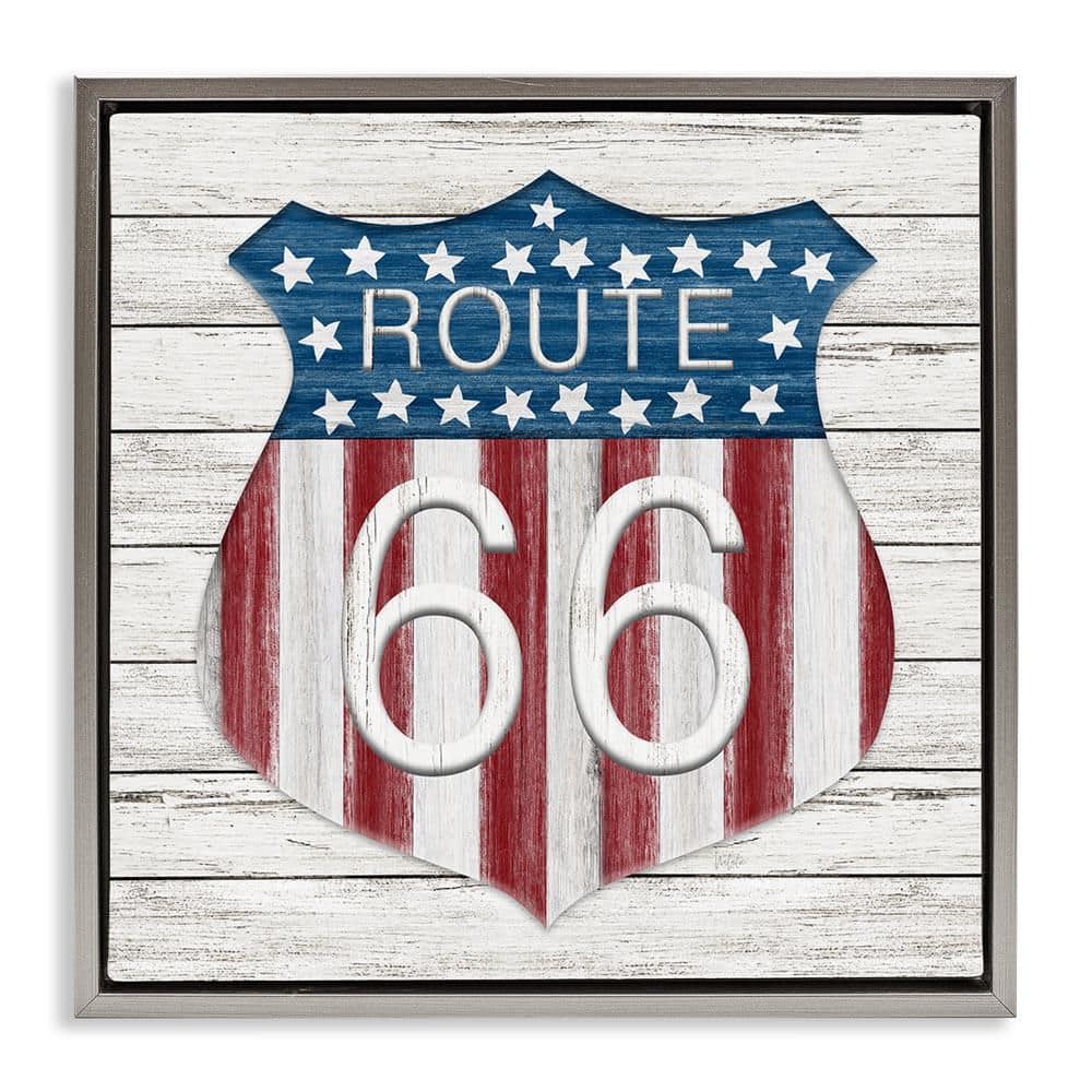 Rustic Route 66 by Natalie Carpentieri Gray Floater Frame Country Graphic Art Print 18 in. x 18 in. price history on PriceWatchPro