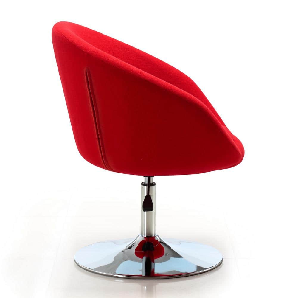 Red and Chrome Adjustable Swivel Metal Accent Chair