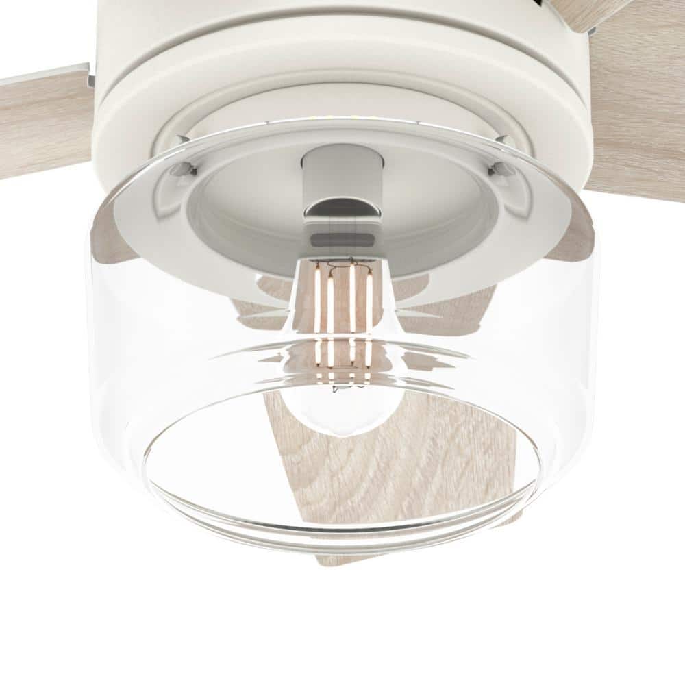 Margo 52" Textured White Ceiling Fan with Light Oak Blades and Remote