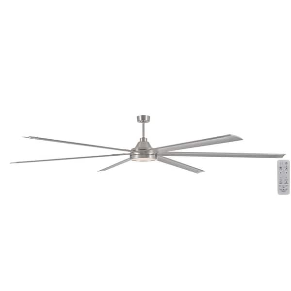 Tilden 120 in. Indoor/Outdoor Brushed Nickel Ceiling Fan with Adjustable White Integrated LED and Remote Included