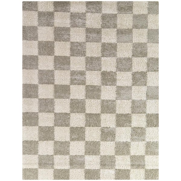 Harley Beige 6 ft. 7 in. x 9 ft. Checkered Area Rug