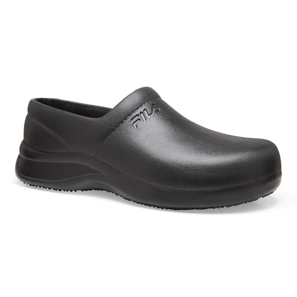 Fila Men's Galvanize Slip Resistant Slip-On Shoes - Soft Toe - BLACK Size 11(M)