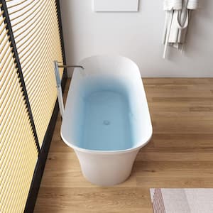 Modern 67 in. H x 32 In. Freestanding White Acrylic Flatbottom Bathtub Elegant Lines Soaking Tub
