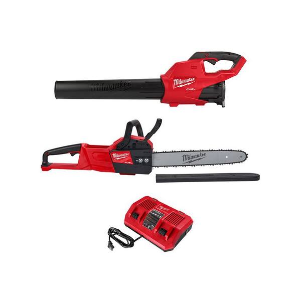 Milwaukee M18 Fuel 18-Volt Lithium-Ion Brushless Cordless Blower, 16 in. Chainsaw and Rapid Charger Combo Kit (3-Tool)