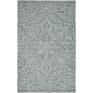 Green and Ivory 2 ft. x 3 ft. Floral Area Rug