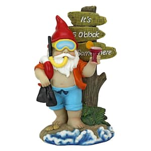 9 in. H Happy Hour Tropical Garden Gnome Statue