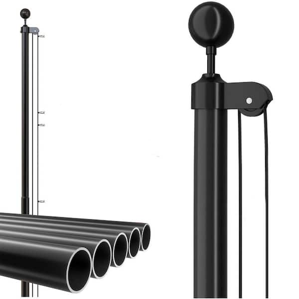 20 FT 1.5 in. Heavy Duty Aluminum Outdoor Flag Pole Kit Black with 3x5 American Flag for Yard and Commercial Use