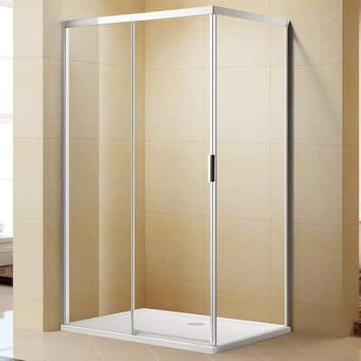 48 in. W x 76 in. H Bathroom Sliding Semi-Framed Shower Door/Enclosure in Chrome with Handle