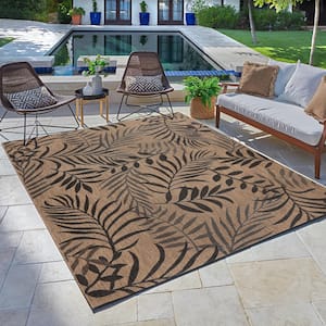 Paseo Akimbo Chestnut and Black 9 ft. x 13 ft. Floral Indoor/Outdoor Area Rug