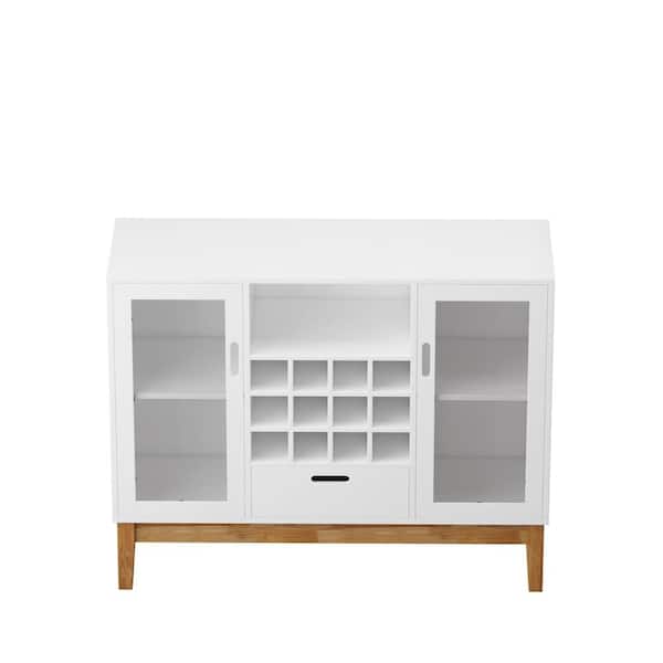 Tileon 39.3 in. W x 12.9 in. D x 30.5 in. H in White MDF Ready to Assemble Kitchen Cabinet with Wine Rack