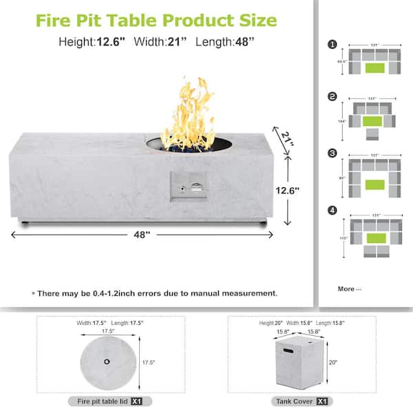 Outdoor Propane Fire Pit Table, 48 in. 50000 BTU Metal Gas Fire Pit with Marble Color Table Top