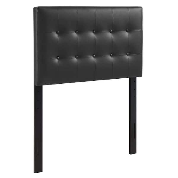 MODWAY Emily Black Twin Upholstered Vinyl Headboard