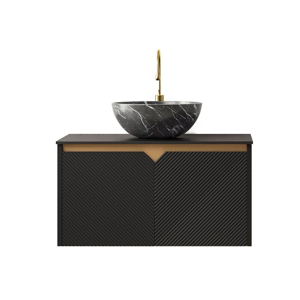 30 in. Wall Mounted Single Sink Black Bath Vanity with Black Sintered Stone Top and Black Bowl Ceramic Vessel Basin price history on PriceWatchPro