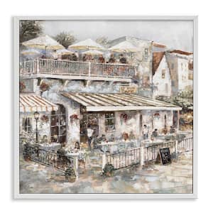 Town Cafe Patio by Ruane Manning White Framed Architecture Giclee Art Print 17 in. x 17 in.