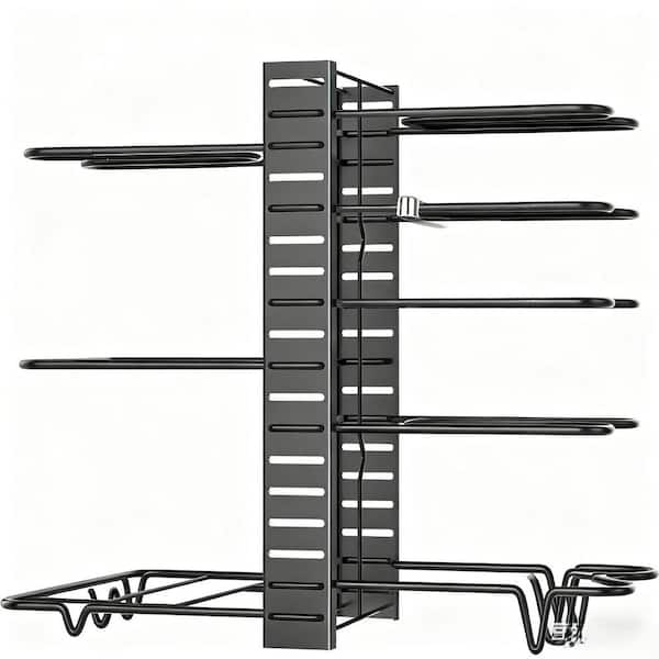 Adjustable 8-Tier Pots and Pans Standing Organizer Pot Rack in Black with 3 DIY Methods