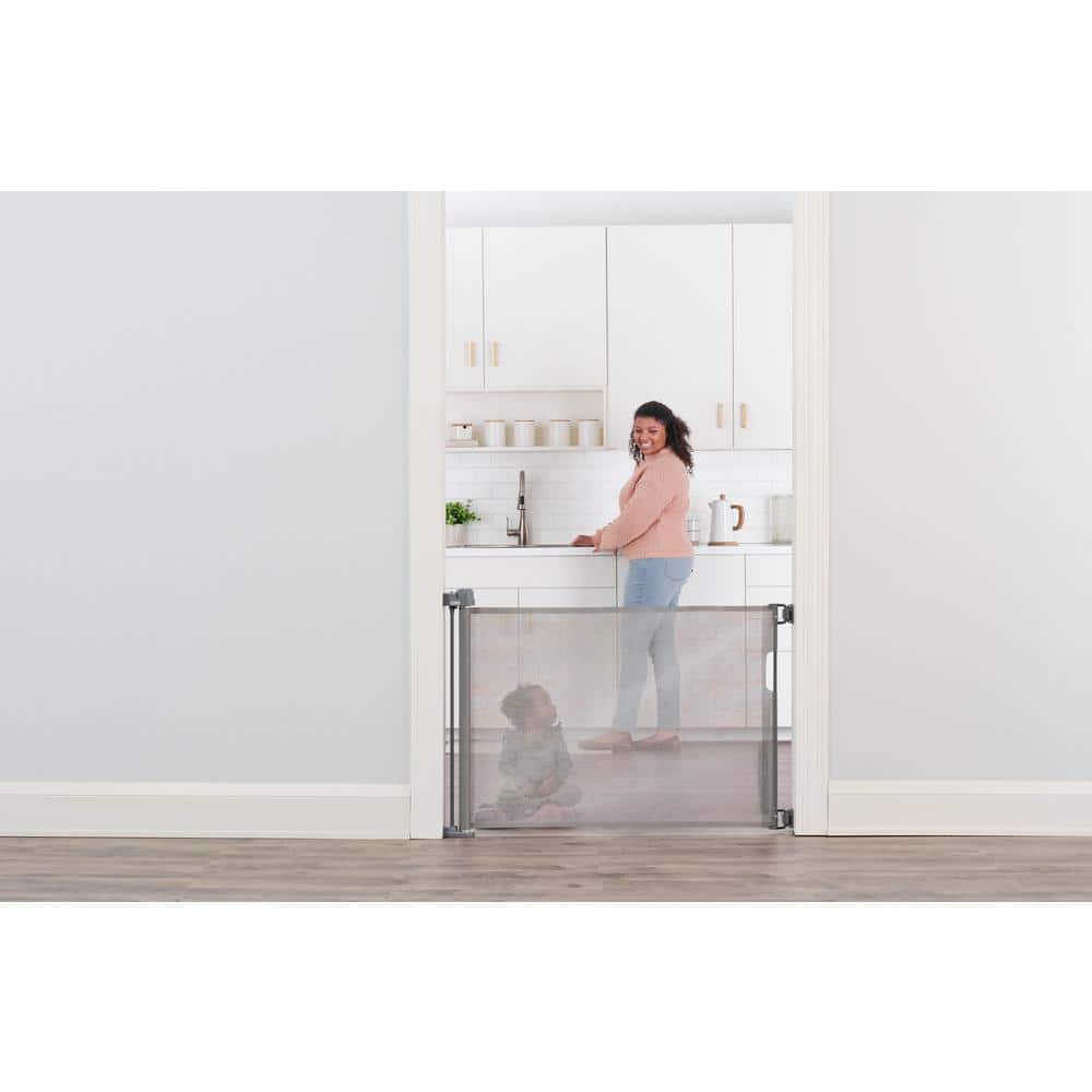 Regalo 30 in. Tall Gray Retractable Mesh Safety Gate