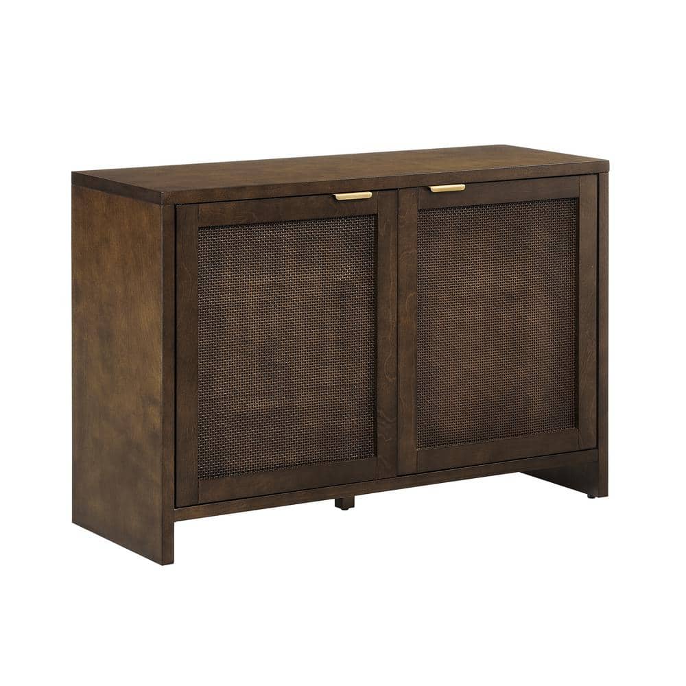 Kenji Handwoven Poly-Rattan 40'' Brown Media Console with Vinyl Storage
