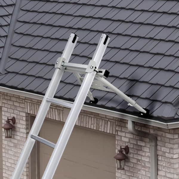 2-in-1 Ladder Stabilizer Extension With Wall Standoff & Roof Hook – 330 Lbs Capacity, Carbon Steel