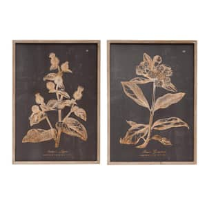 Set of 2 Wood Framed Botanical Nature Art Print Wall Decor 28 in. x 1.5 in. x 20 in.